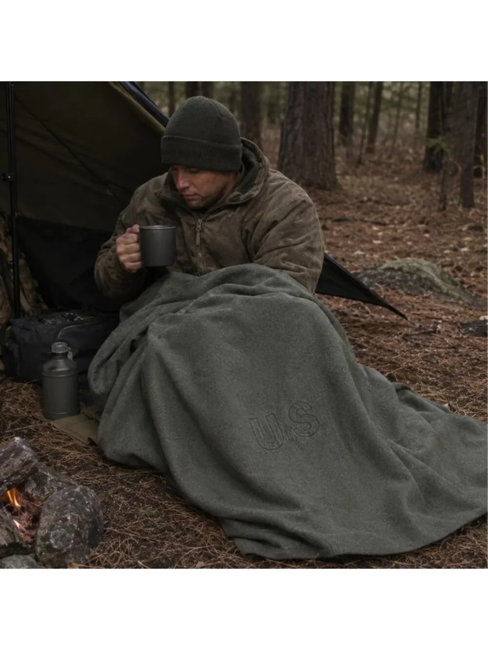 Cozy Wool Military Blanket - Heavyweight 3-Pound Warmth for Camping & Home
